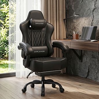 Big and Tall Gaming Chair with 4.4 in Thick Cushion and Footrest