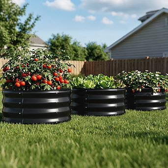 Round Raised Garden Bed 2x2x1ft,Galvanized Metal Planter Box Kit