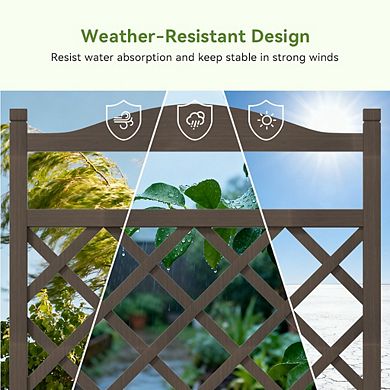 Raised Garden Bed with Trellis and Wheels, 48 Inch Elevated Planter Box with Drainage Holes