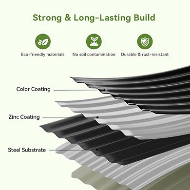Galvanized Metal Raised Garden Bed with Legs, 4x2x2.5ft, Drainage Holes