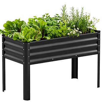 Galvanized Metal Raised Garden Bed with Legs, 4x2x2.5ft, Drainage Holes