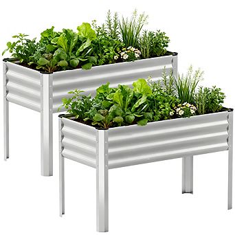 Galvanized Metal Raised Garden Bed with Legs, 4x2x2.5ft, Drainage Holes