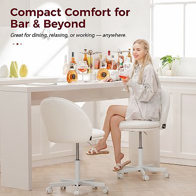Modern Vanity Chair with Wheels, Adjustable Height