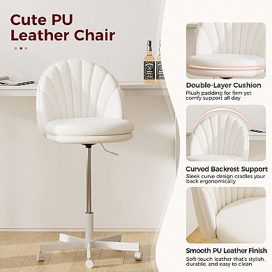 Modern Vanity Chair with Wheels, Adjustable Height