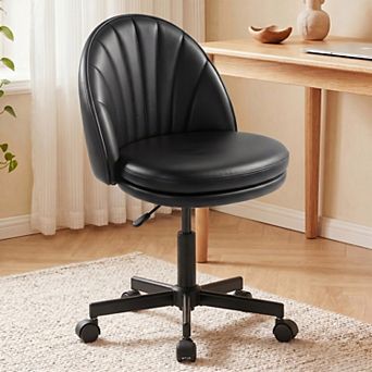Modern Vanity Chair with Wheels, Adjustable Height