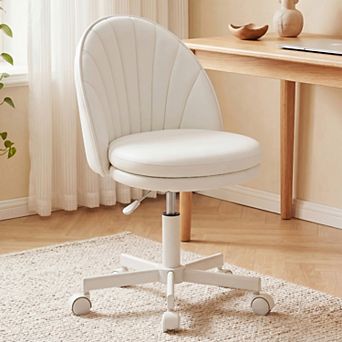 Modern Vanity Chair with Wheels, Adjustable Height