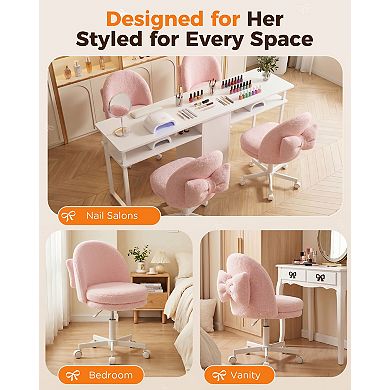 CloudRest Pro Vanity Chair with Bow Lumbar Pillow