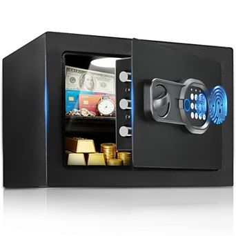 Safe Box with Electronic Keypad & Fingerprint, Shelf, Wall Mount Kit