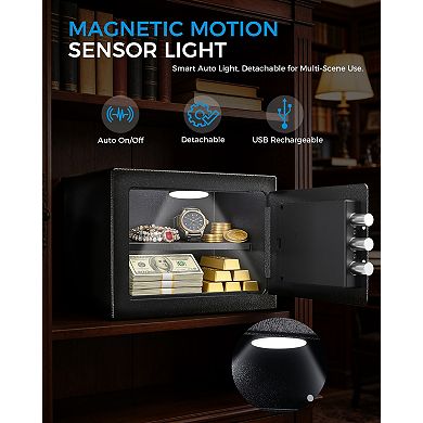 Safe Box with Electronic Keypad & Fingerprint, Shelf, Wall Mount Kit