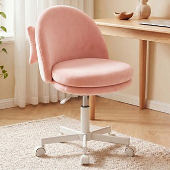 Modern Velvet Vanity Chair with Bow Lumbar Pillow