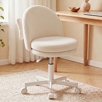 Modern Velvet Vanity Chair with Bow Lumbar Pillow