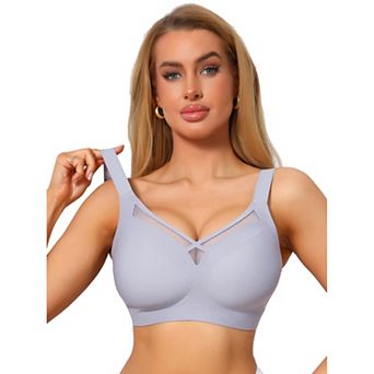 Women's V-Neck Mesh Full Coverage Wireless Soft Cup Wide Adjustable Straps Minimizer Bras