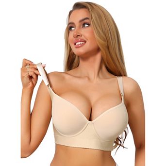 Plus Size Full Coverage Underwire Bra for Women Push Up Plunge Molded Cups Wide Straps Lingerie
