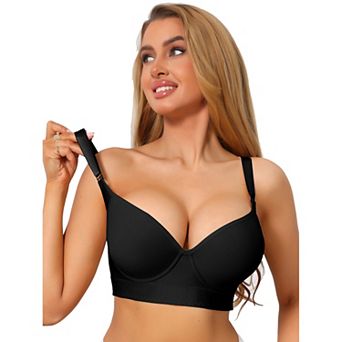 Plus Size Full Coverage Underwire Bra for Women Push Up Plunge Molded Cups Wide Straps Lingerie