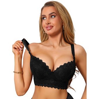 Women's Underwire Bra Lace Bralettes Full Coverage V Neck Supportive Bras