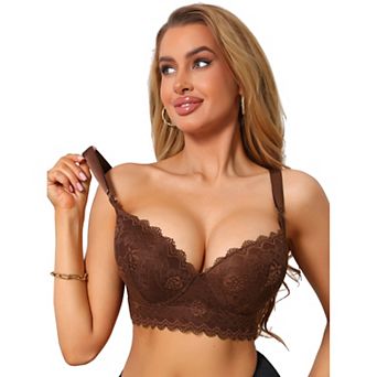Women's Underwire Bra Lace Bralettes Full Coverage V Neck Supportive Bras