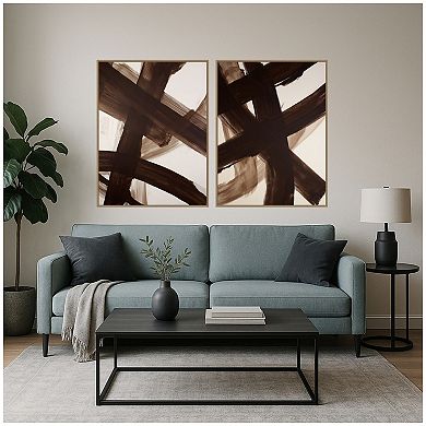 Brown Swished I & II 2 Piece Framed Canvas Wall Art Set by Amy Lighthall