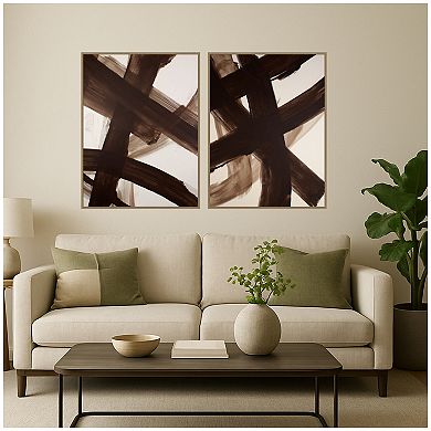 Brown Swished I & II 2 Piece Framed Canvas Wall Art Set by Amy Lighthall