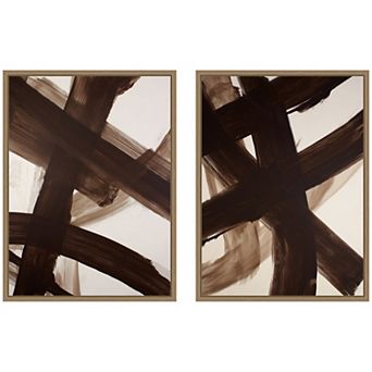 Brown Swished I & II 2 pc Framed Canvas Wall Art Set by Amy Lighthall