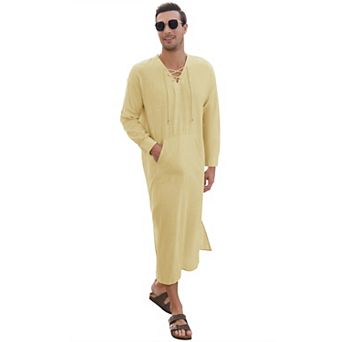 Men's Lace-Up Long Sleeve Thobe Tunic