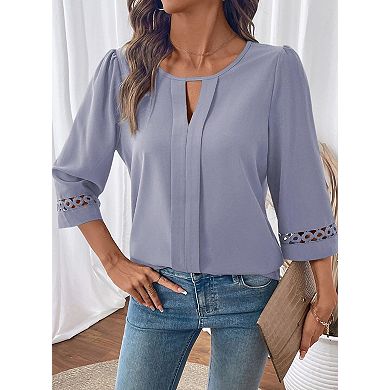 Women's 3/4 Sleeve V Neck Casual Blouse Tunic Top T-Shirts