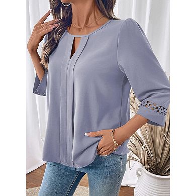 Women's 3/4 Sleeve V Neck Casual Blouse Tunic Top T-Shirts