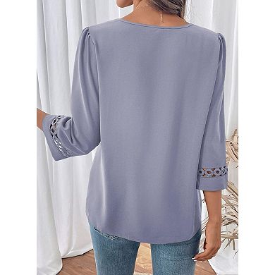 Women's 3/4 Sleeve V Neck Casual Blouse Tunic Top T-Shirts