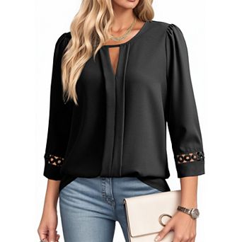 Women's 3/4 Sleeve V Neck Casual Blouse Tunic Top T-Shirts