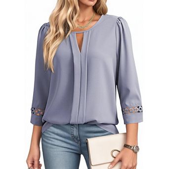 Women's 3/4 Sleeve V Neck Casual Blouse Tunic Top T-Shirts