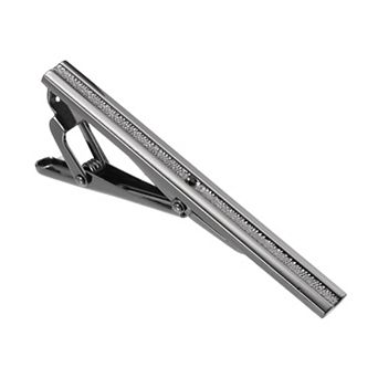 Tie Clip for Men, Rhinestones Necktie Bar Pinch Clips with Black Gift Box for Regular Ties Business