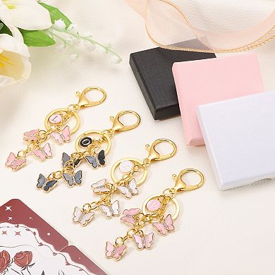 Butterfly Initial Letter Keychain, Alphabet Personalized Metal Keyring Cute Car Keys Holder Charm