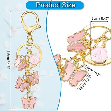 Butterfly Initial Letter Keychain, Alphabet Personalized Metal Keyring Cute Car Keys Holder Charm