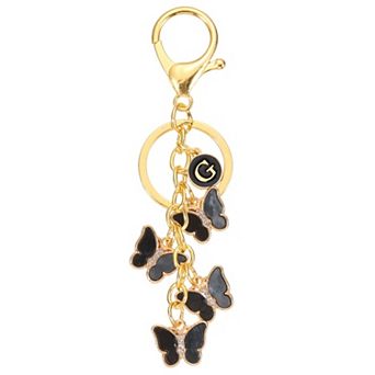 Butterfly Initial Letter Keychain, Alphabet Personalized Metal Keyring Cute Car Keys Holder Charm