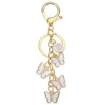 Butterfly Initial Letter Keychain, Alphabet Personalized Metal Keyring Cute Car Keys Holder Charm