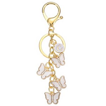 Butterfly Initial Letter Keychain, Alphabet Personalized Metal Keyring Cute Car Keys Holder Charm