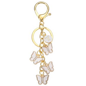 Butterfly Initial Letter Keychain, Alphabet Personalized Metal Keyring Cute Car Keys Holder Charm