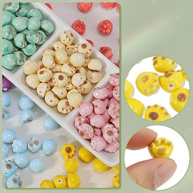 10 Pcs Cat Paw Pattern Ceramic Beads for DIY 0.43"x0.47"