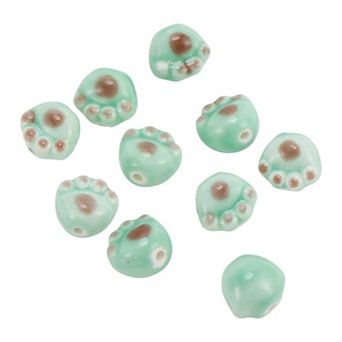 10 pc Cat Paw Pattern Ceramic Beads for DIY 0.43"x0.47"