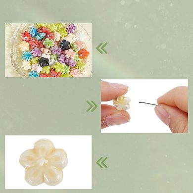 10 Pcs Flower Pattern Ceramic Beads for DIY 0.43"x0.43"