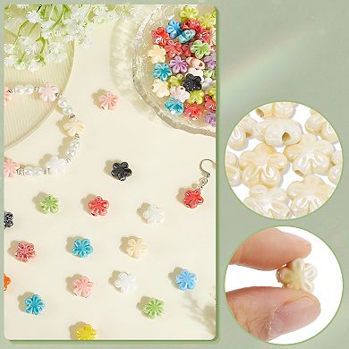 10 Pcs Flower Pattern Ceramic Beads for DIY 0.43"x0.43"