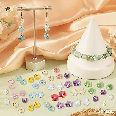 10 Pcs Flower Pattern Ceramic Beads for DIY 0.43"x0.43"