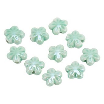 10 pc Flower Pattern Ceramic Beads for DIY 0.43"x0.43"
