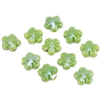 10 pc Flower Pattern Ceramic Beads for DIY 0.43"x0.43"