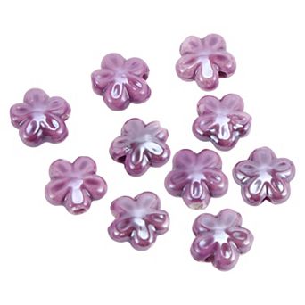 10 pc Flower Pattern Ceramic Beads for DIY 0.43"x0.43"