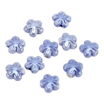 10 pc Flower Pattern Ceramic Beads for DIY 0.43"x0.43"