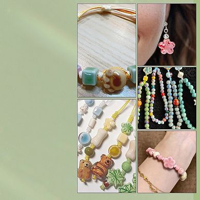 10 Pcs Round Ceramic Beads for DIY 0.37"x0.4"