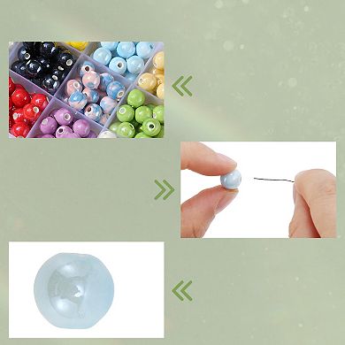 10 Pcs Round Ceramic Beads for DIY 0.37"x0.4"