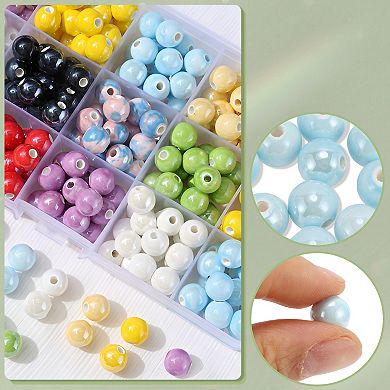 10 Pcs Round Ceramic Beads for DIY 0.37"x0.4"