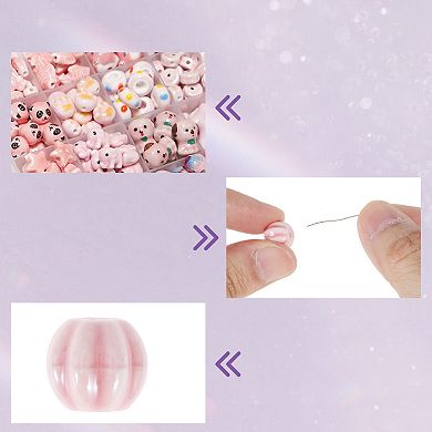 0.39"x0.43" 10 Pcs Ceramic Beads for DIY Pumpkin Pink