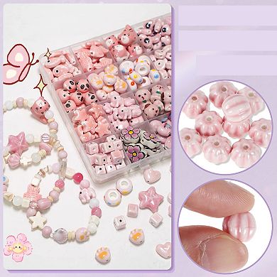 0.39"x0.43" 10 Pcs Ceramic Beads for DIY Pumpkin Pink